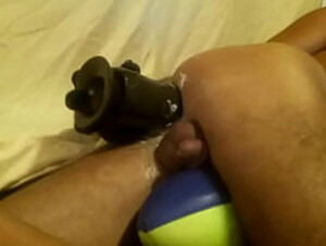 Sloppy hole play Black Balled big dildo pounds it. retro