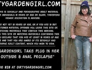 Dirtygardengirl take plug in her ass outside &amp_ anal prolapse