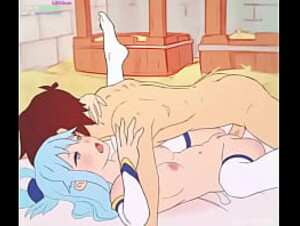 Aqua konosuba on bed getting fucked