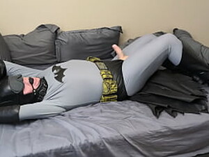 Batman gagged, bound, blindfolded, and exposed!