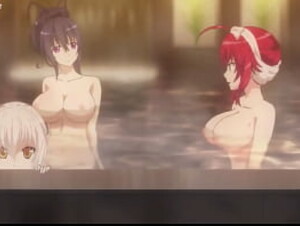 Rias and Okeno compare their boobs to each other