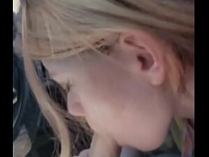 Hot teen girl sucks cock and gets cum in mouth in the car