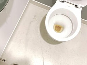 jjreilly79 piss marking his territory in public bathroom. His little cock pisses all over the toilet, the seat, and the floor!