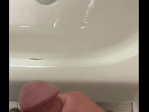 19 year old teen strokes his dick in public bathroom