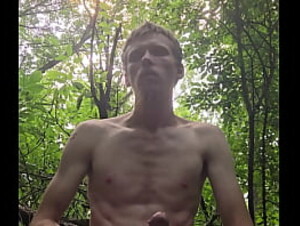 Cumshot in the woods 2