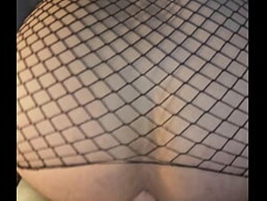 Pounding My Asshole While Wearing Fishnet Stockings