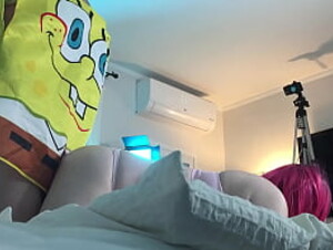 Spongebob Fucks Hot Trans Woman in Chastity