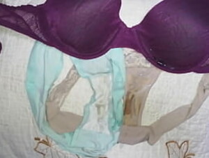 SPLASHING HUGE LOAD OF SPERM ALL OVER HOT BRUNETTES USED LINGERIE!