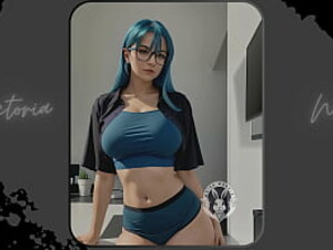 AI: Vibrant blue hair and dark glasses DOMINATRIX - Part 6 - Waifu Models #003