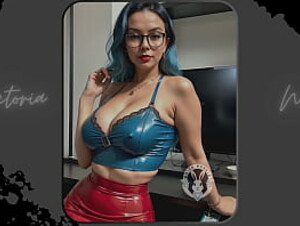 AI: Vibrant blue hair and dark glasses DOMINATRIX - Part 9 - Waifu Models #003