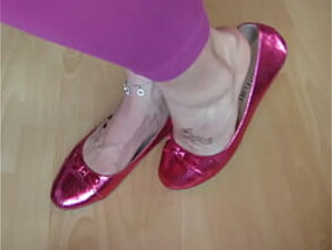 pink ballet flats, tattoos and anklet - shoeplay by Isabelle-Sandrine