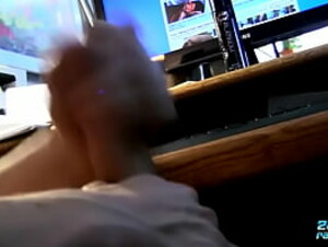 Toned Ty Evans jacks his cock off in front of his computer