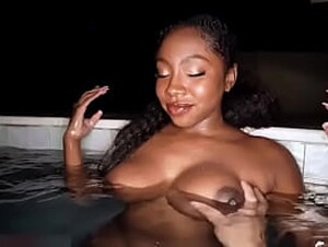 ebony tits fucked pool side