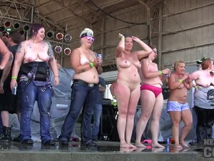 Big Fake twins Saturday Contest at Abate 2014 Algona Iowa Biker Rally - NebraskaCoeds