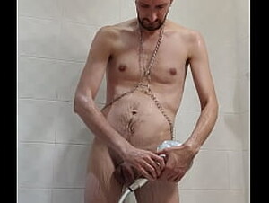 Masturbation with a shower stream