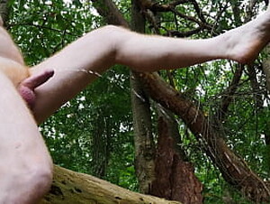 Pissing and Masturbating Naked Outdoors with Cumshot