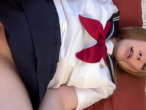 Cutie in Japanese School Uniform Cosplay