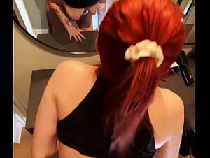 Redhead beauty gets dicked by the mirror