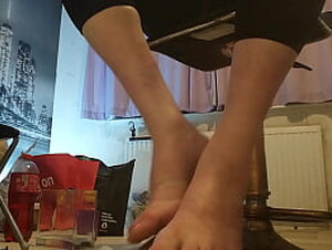 Foot job and fetish dildo fun